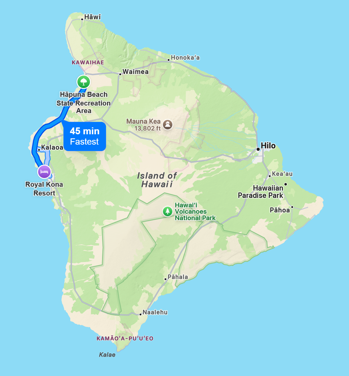 Directions to Hapuna Beach (from Royal Kona Resort)